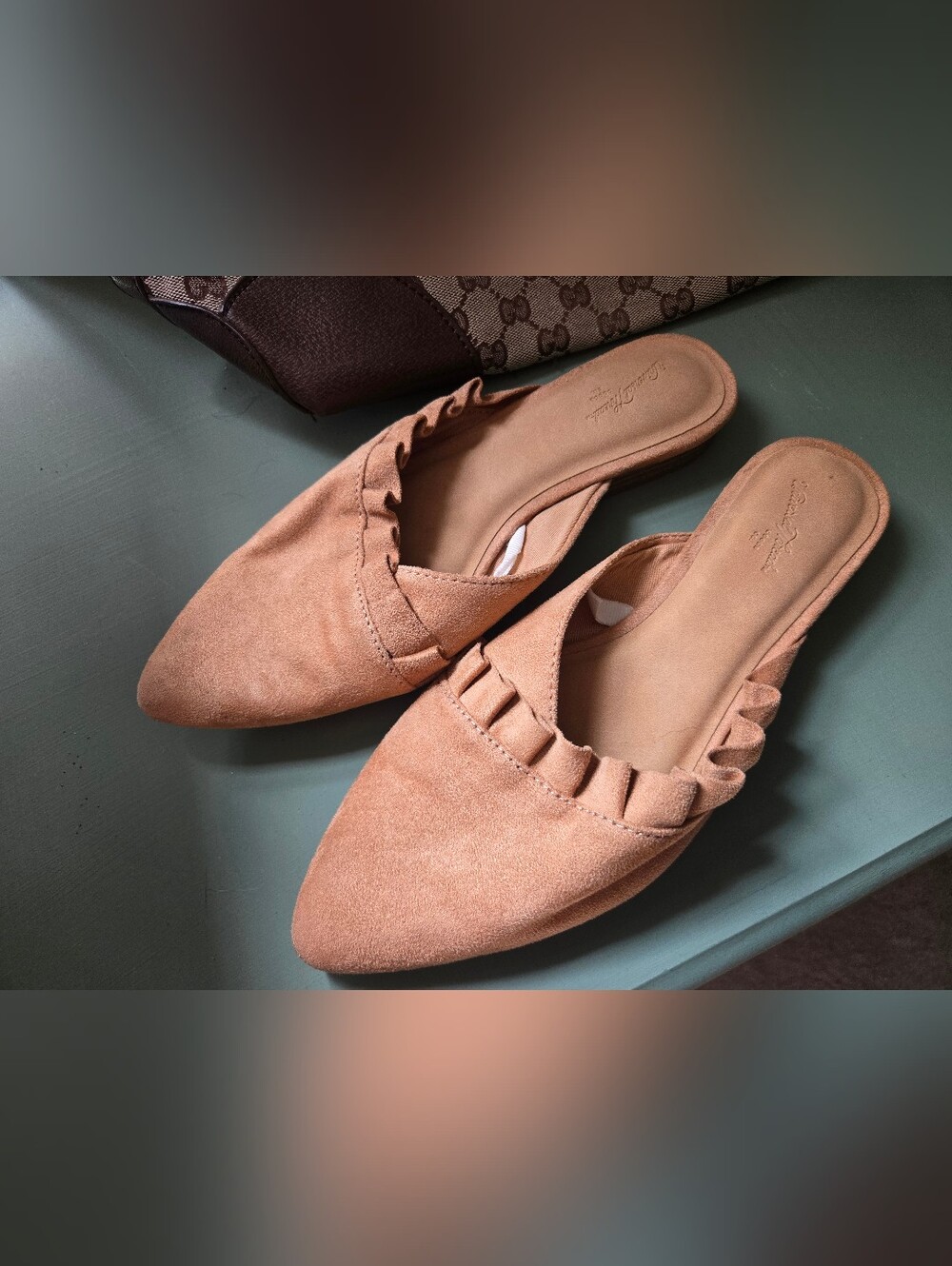 Universal Threads Ruffle-Trim Women's Flats in Tan - Picture 2 of 3